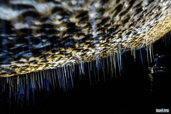 Hàng nghìn sợi tơ đá bám vào thành hang đâm xuống phía dưới - Ảnh: Nguyễn Khánh