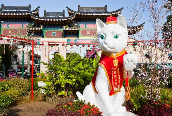 Bảo tàng Mèo nằm ở phía bắc Tòa thị chính thành phố Kuching đã khắc họa lịch sử 5.000 năm của loài mèo. Ảnh: Esme Fox Bảo tàng Mèo nằm ở phía bắc Tòa thị chính thành phố Kuching đã khắc họa lịch sử 5.000 năm của loài mèo. Ảnh: Esme Fox