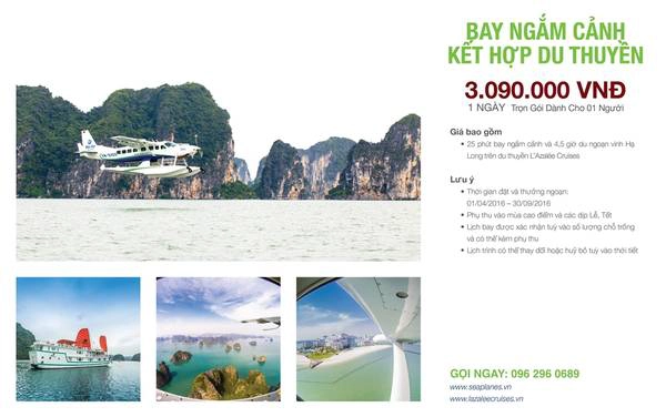 Gói bay ngắm cảnh và du ngoạn trên du thuyền với giá 3.090.000 đồng. Gói bay ngắm cảnh và du ngoạn trên du thuyền với giá 3.090.000 đồng.