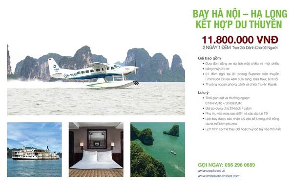 Gói bay Hà Nội - hạ Long kết hợp ngủ đêm trên du thuyền 2 ngày 1 đêm dành cho 2 khách với giá 11.800.000 đồng. Gói bay Hà Nội - hạ Long kết hợp ngủ đêm trên du thuyền 2 ngày 1 đêm dành cho 2 khách với giá 11.800.000 đồng.