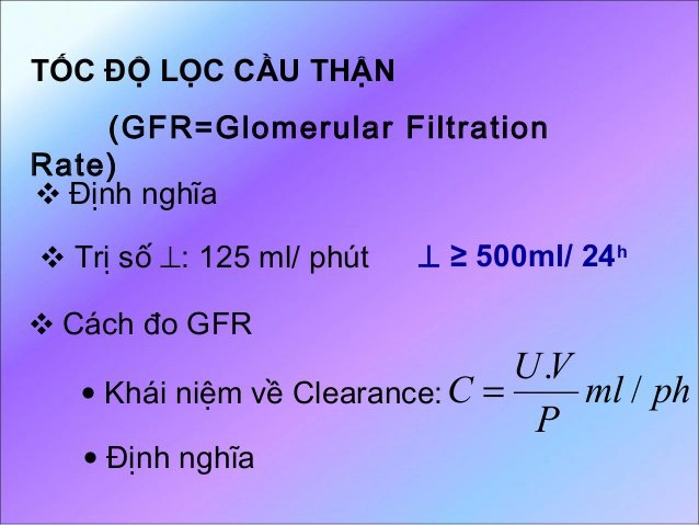 Công thức tính độ lọc cầu thận GRF