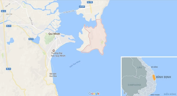 Vị trí làng chài Nhơn Hải (màu đỏ) trên bản đồ. Vị trí làng chài Nhơn Hải (màu đỏ) trên bản đồ.