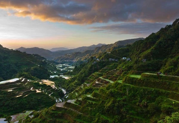 Ruộng bậc thang Philippines: Nằm trong khu vực Cordillera phía bắc Luzon, những ruộng bậc thang do người Ifugao tạo ra và canh tác cách đây hơn 2.000 năm. Ruộng bậc thang tạo nên từ đá và bùn, ăn sâu vào vách núi mang đặc trưng của lối canh tác lúa nước, được truyền lại từ đời này sang đời khác qua nhiều thế hệ. Ảnh: Roughguides.