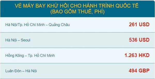 Mức giá hấp dẫn cho các hành trình quốc tế Mức giá hấp dẫn cho các hành trình quốc tế