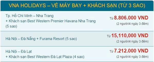 Một số gói VNA Holidays hấp dẫn Một số gói VNA Holidays hấp dẫn