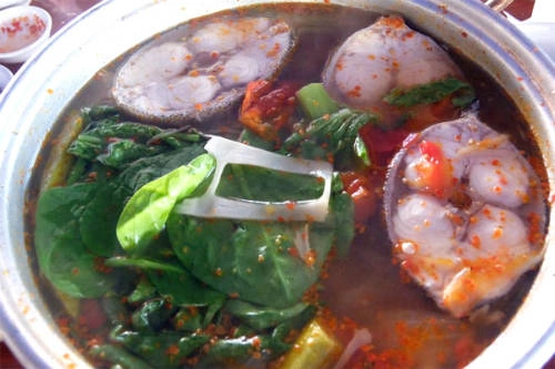 Lẩu cá bớp cũng là món rất nên ăn tại các quán hải sản dọc đường Trần Hưng Đạo. Ảnh: Thiện Nguyễn. Lẩu cá bớp cũng là món rất nên ăn tại các quán hải sản dọc đường Trần Hưng Đạo. Ảnh: Thiện Nguyễn.