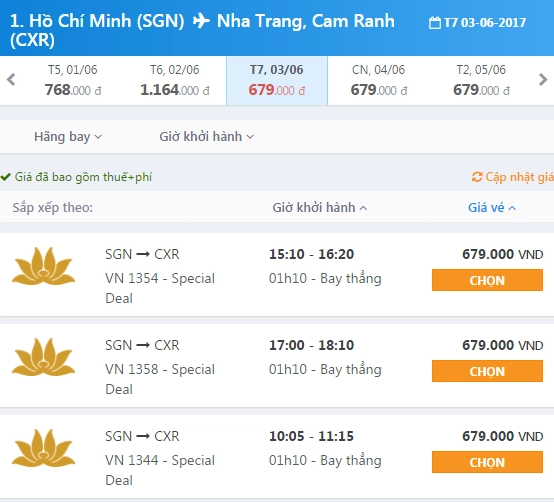 Giá vé máy bay từ Sài Gòn đi Nha Trang với Vietnam Airlines chỉ 679.000 đồng/ 1 chiều, giá vé đã bao gồm thuế và phí trên iVIVU.com. ve-may-bay-ivivu-6