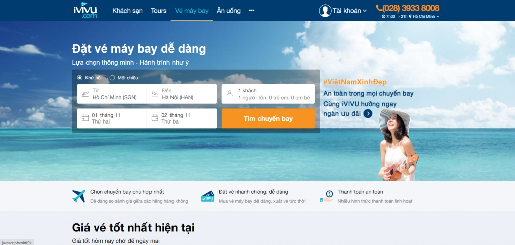 Đặt vé máy bay tại iVIVU.com