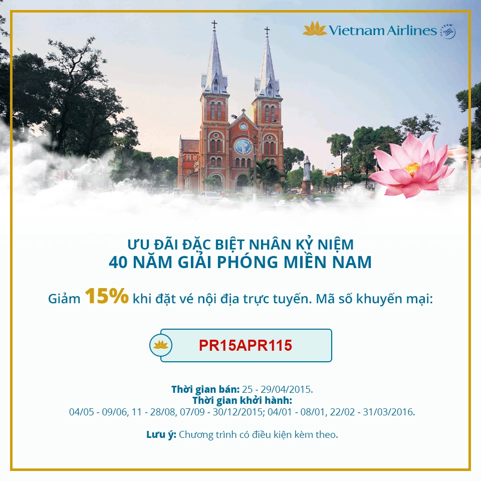 Giảm đến 15% cho các chặng bay nội địa.