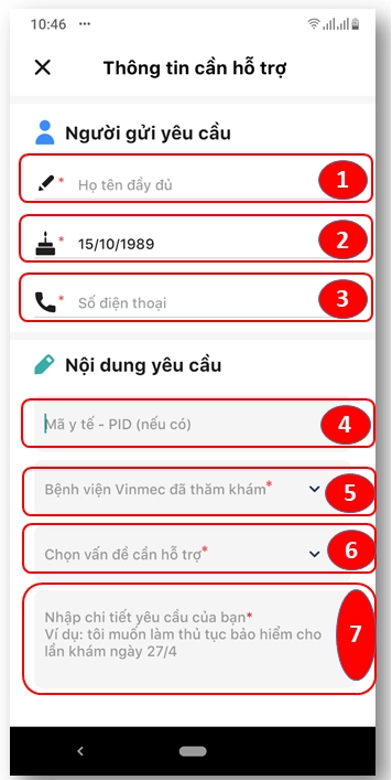 Điền thông tin nhận hỗ trợ