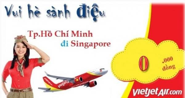 Bay đến Singapore với giá vé 0 đồng cùng Vietjet Air