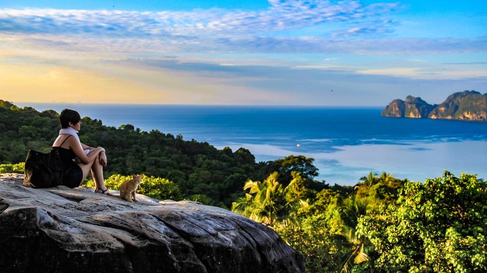 Không nơi nào có vị trí quan sát toàn cảnh Koh Phi Phi đẹp hơn Viewpoint. Giá vé tham quan chỉ khoảng 25.000 đồng/người. Đường đi tới đây được trải nhựa nên di chuyển rất dễ dàng. Nếu sung sức, bạn sẽ mất tầm 20 phút để lên tới đỉnh. Các trang web địa phương khuyên du khách nên mang sẵn nước, đề phòng khát dọc đường. Sau khi lên tới đỉnh, bạn sẽ được chiêm ngưỡng toàn cảnh đảo ngọc Phi Phi từ độ cao 186 m. Thời gian hợp lý nhất để chụp một bức ảnh đẹp tại Viewpoint là trước 10h. Ảnh: Shutterstock. Không nơi nào có vị trí quan sát toàn cảnh Koh Phi Phi đẹp hơn Viewpoint. Giá vé tham quan chỉ khoảng 25.000 đồng/người. Đường đi tới đây được trải nhựa nên di chuyển rất dễ dàng. Nếu sung sức, bạn sẽ mất tầm 20 phút để lên tới đỉnh. Các trang web địa phương khuyên du khách nên mang sẵn nước, đề phòng khát dọc đường. Sau khi lên tới đỉnh, bạn sẽ được chiêm ngưỡng toàn cảnh đảo ngọc Phi Phi từ độ cao 186 m. Thời gian hợp lý nhất để chụp một bức ảnh đẹp tại Viewpoint là trước 10h. Ảnh: Shutterstock.