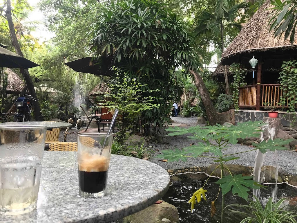 Cafe sân vườn cá koi cafe chòi võng mái lá Home Garden CK