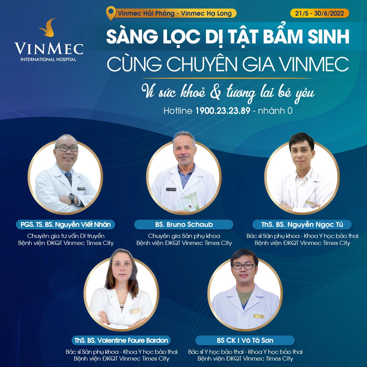 [Vinmec Hải Phòng - Vinmec Hạ Long] Lịch khám và tư vấn dị tật bẩm sinh cùng Chuyên gia Y học bào thai