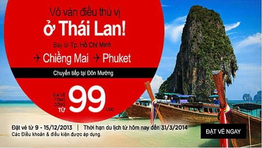 Air Asia khuyến mãi cực khủng mùa Giáng Sinh