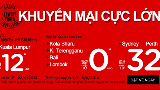 Air Asia khuyến mãi lớn các chặng bay từ Việt Nam đi Đông Nam Á