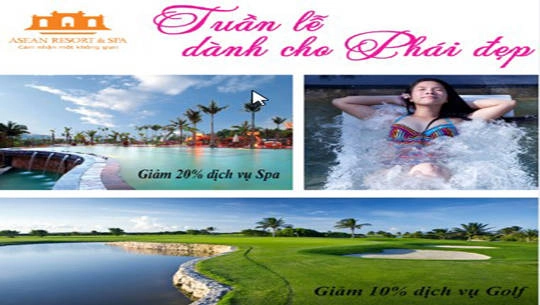 ASEAN Resort & Spa khuyến mãi giảm giá 20% dịch vụ spa, làm đẹp