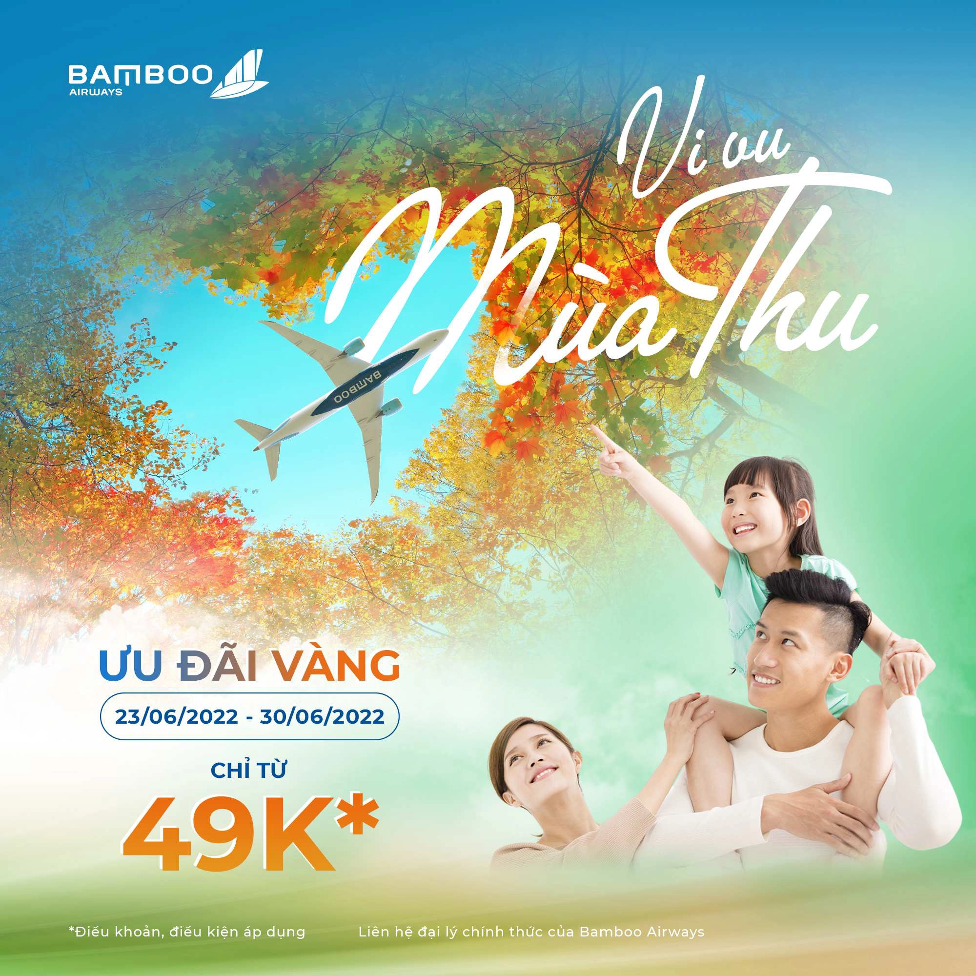 Bamboo Airways tung khuyến mãi “Vi vu mùa thu” giá vé chỉ từ 49K