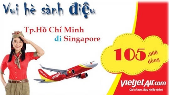 Bay đến Singapore với Vietjet Air giá chỉ từ 105.000 đồng