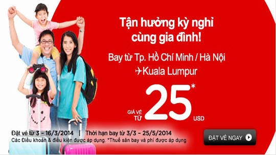 Bay từ Hà Nội đến Kuala Lumpur vé khứ hồi chỉ 130 USD