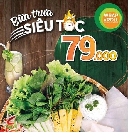 Chỉ 79k cho một mâm cuốn bữa trưa đầy đủ khai vị, món chính tại Wrap & Roll