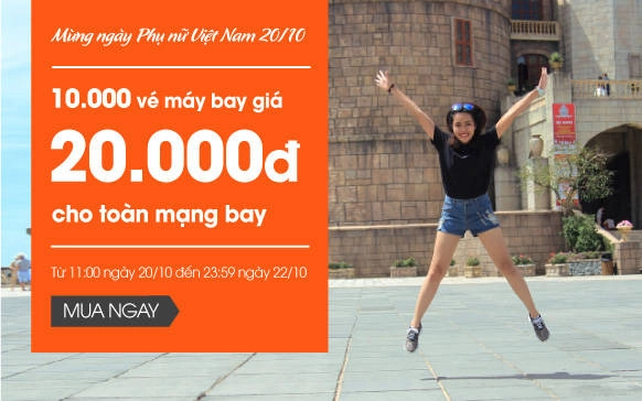 Jetstar bán 10.000 vé giá 20.000 VND mừng ngày phụ nữ Việt Nam