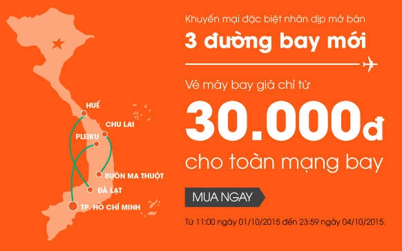 Jetstar khai trương 3 đường bay mới, giá vé chỉ 30.000 VND