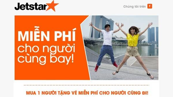 Jetstar miễn phí vé máy bay cho người cùng đi