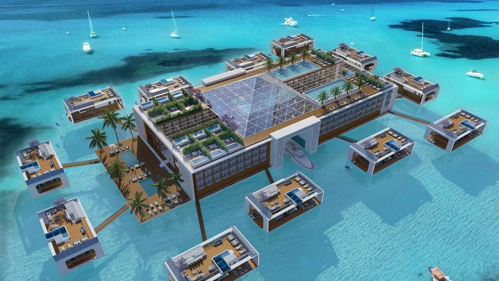 Khách sạn Kempinski Floating Palace đẹp như cung điện nổi trên biển ở Dubai