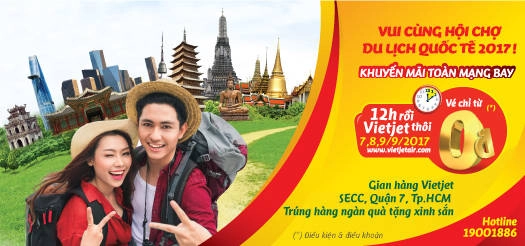 Vietjet bán 700.000 vé 0 đồng bay trong nước và quốc tế trong ba ngày