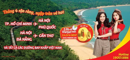 Vietjet mở bán 1 triệu vé 0 đồng bay nội địa chỉ trong ba ngày