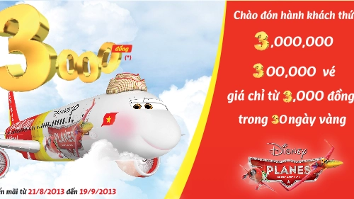 VietjetAir bán vé máy bay giá từ 3.000 đồng