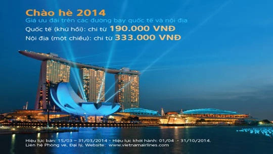 Vietnam Airlines khuyến mãi “Chào mùa hè 2014″ giá từ 333.000 đồng