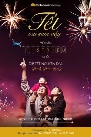 Vietnam Airlines mở bán vé tết Đinh Dậu 2017