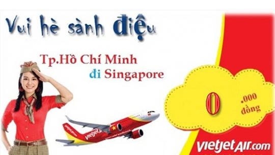 Vui hè sành điệu với 6.600 vé máy bay đi Singapore giá 0 đồng của Vietjet Air